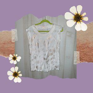 Rebecca Taylor Rose Gold & White Top